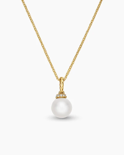 Solari Pendant Necklace in 18K Yellow Gold with Diamonds, 8mm