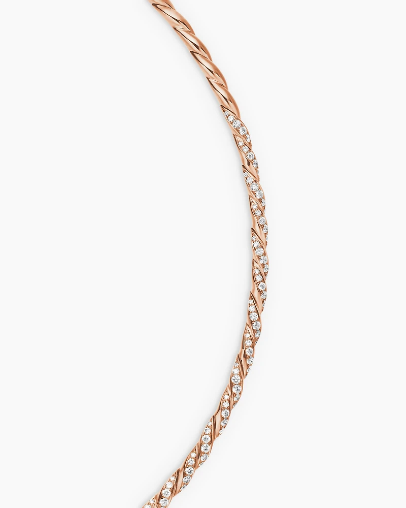 Sculpted Cable Flex Necklace in 18K Rose Gold with Diamonds, 3.7mm
