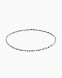 Sculpted Cable Flex Necklace in 18K White Gold with Diamonds, 3.7mm