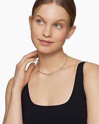 Sculpted Cable Flex Necklace in 18K White Gold with Diamonds, 3.7mm