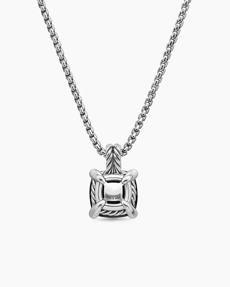 Chatelaine® Pendant Necklace in Sterling Silver with Black Onyx and Diamonds, 11mm