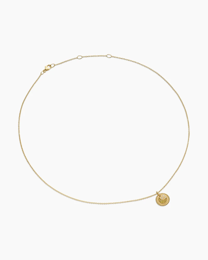 Cable Collectibles Moon and Stars Necklace in 18K Yellow Gold with Pavé, 11mm