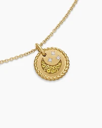 Cable Collectibles Moon and Stars Necklace in 18K Yellow Gold with Pavé, 11mm