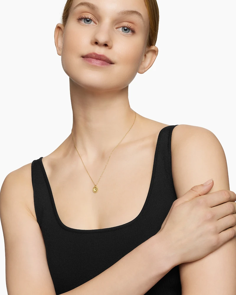 Cable Collectibles Moon and Stars Necklace in 18K Yellow Gold with Pavé, 11mm