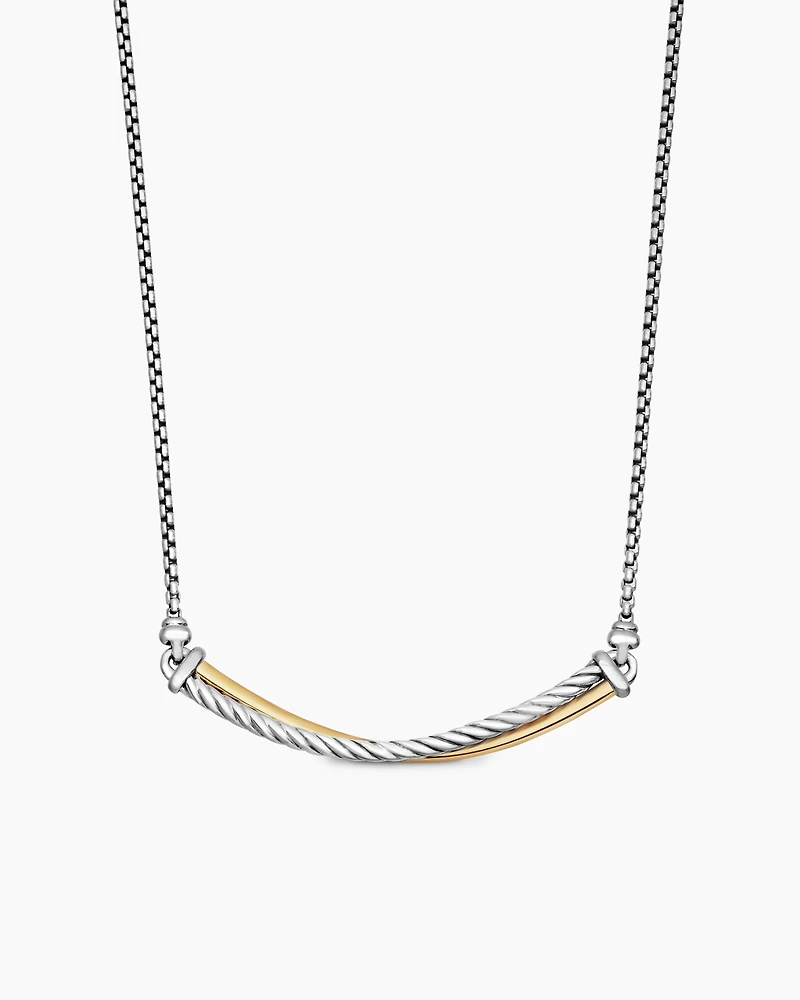 Crossover Bar Necklace with 18K Yellow Gold