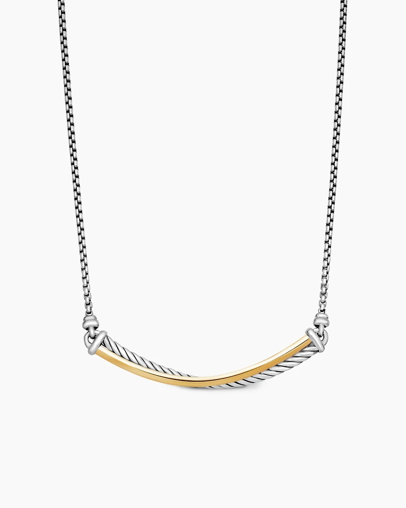 Crossover Bar Necklace with 18K Yellow Gold