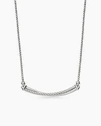 Crossover Bar Necklace in Sterling Silver with Diamonds