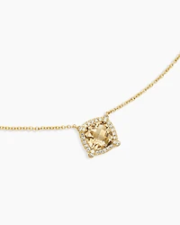 Petite Chatelaine® Pavé Bezel Pendant Necklace in 18K Yellow Gold with Champagne Citrine and Diamonds, 7mm