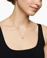 Petite Chatelaine® Pavé Bezel Pendant Necklace in 18K Rose Gold with Morganite and Diamonds, 7mm