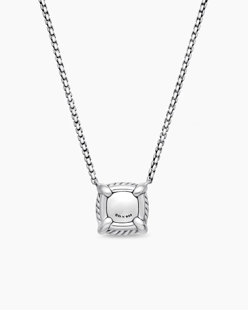 Petite Chatelaine® Pavé Bezel Pendant Necklace in Sterling Silver with Amethyst and Diamonds, 7mm