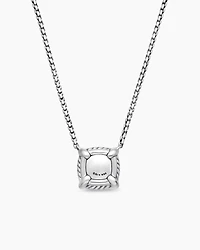Petite Chatelaine® Pavé Bezel Pendant Necklace in Sterling Silver with Amethyst and Diamonds, 7mm
