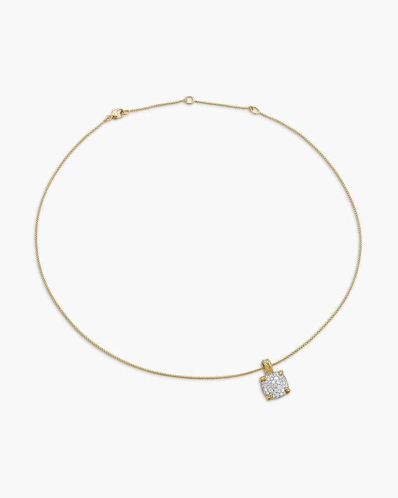 Chatelaine® Pendant Necklace in 18K Yellow Gold with Pavé Diamonds, 11mm