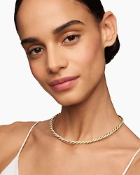 Sculpted Cable Flex Necklace in 18K Yellow Gold with Diamonds, 5mm