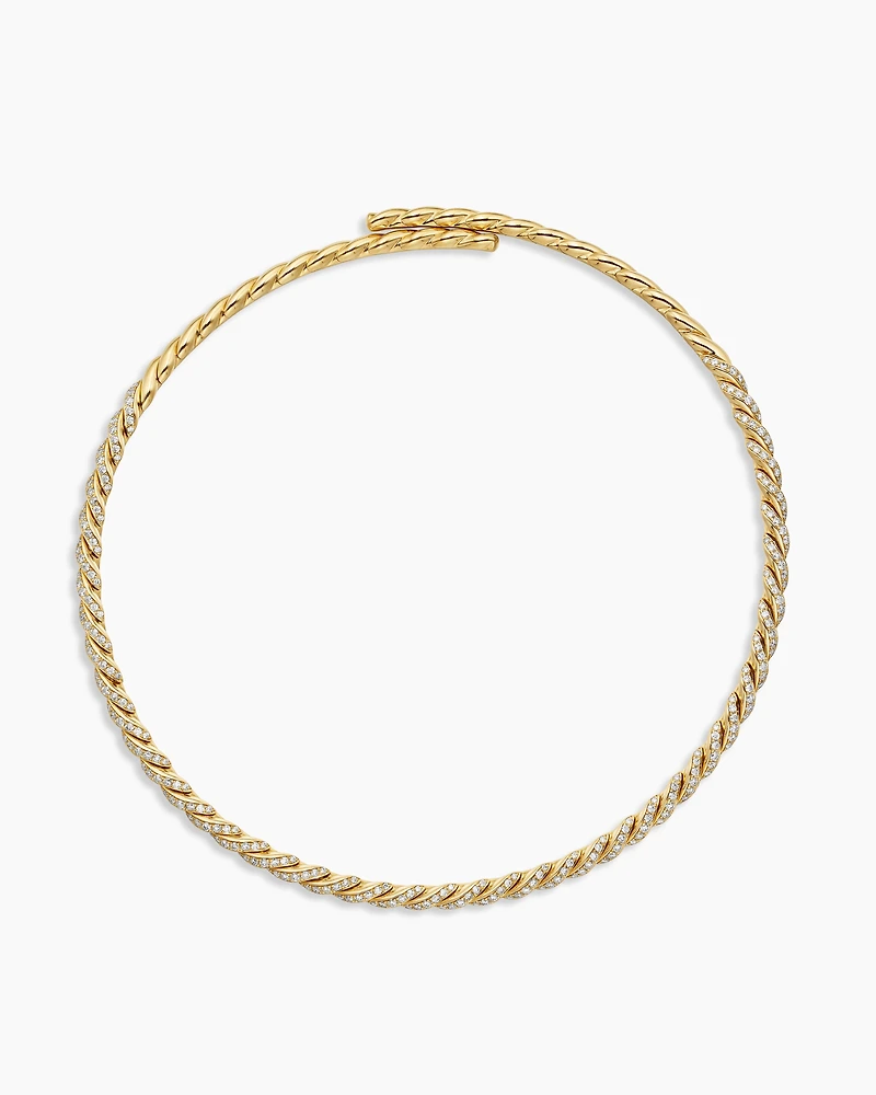 Sculpted Cable Flex Necklace in 18K Yellow Gold with Diamonds, 5mm