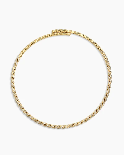 Sculpted Cable Ring in 18K Yellow Gold with Diamonds, 17mm