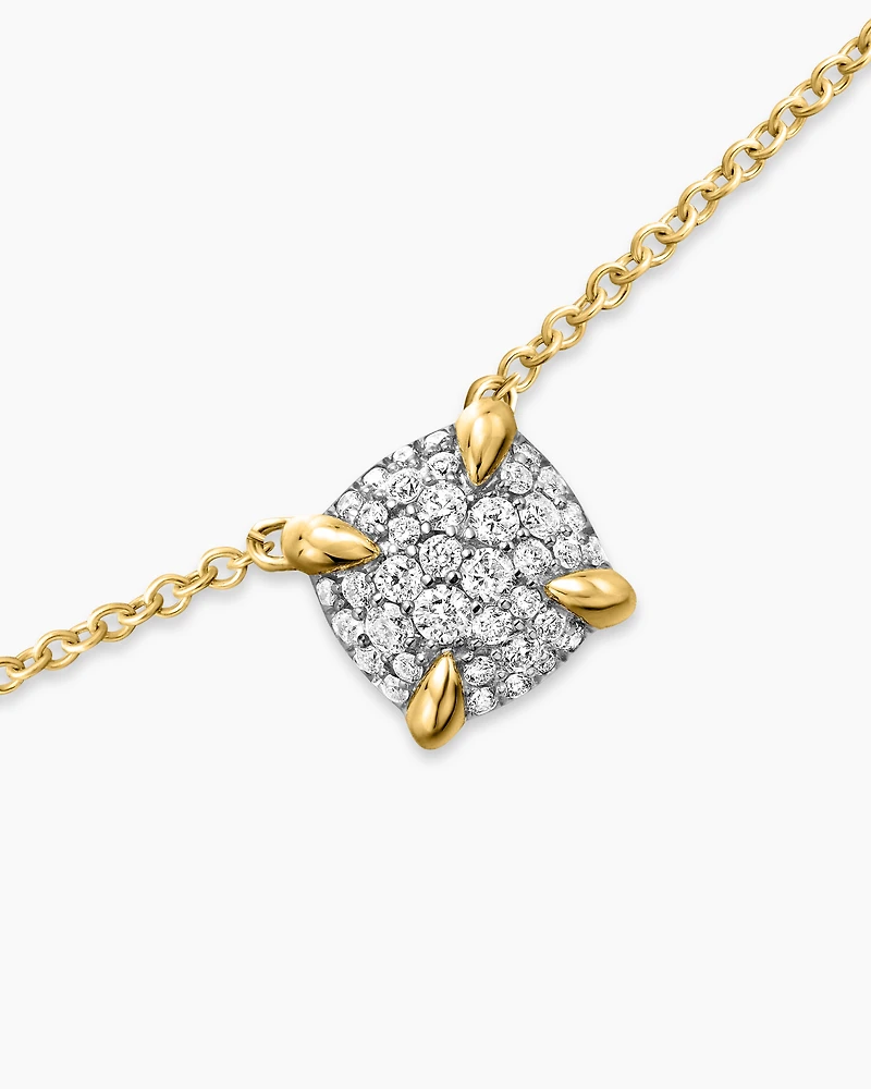 Petite Chatelaine Pendant Necklace in 18K Yellow Gold with Diamonds, 7mm