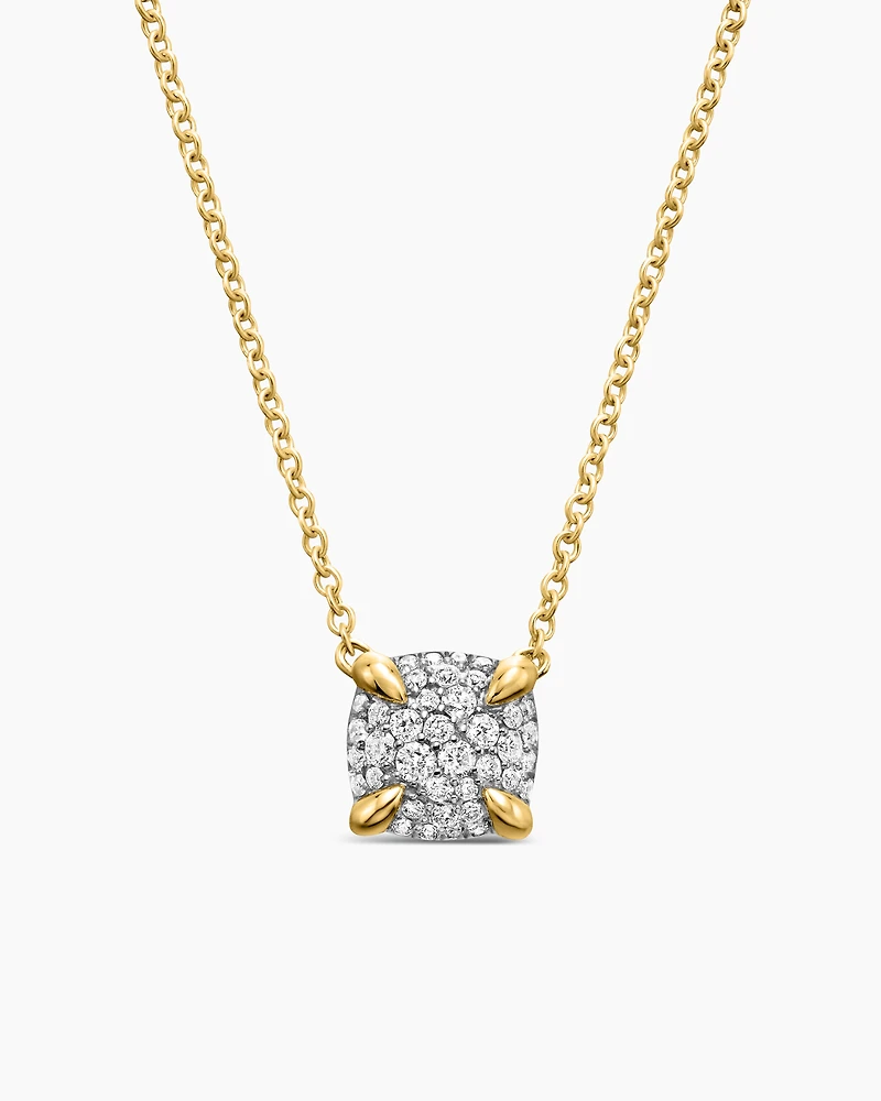 Petite Chatelaine Pendant Necklace in 18K Yellow Gold with Diamonds, 7mm