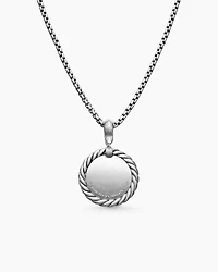 Initial Charm Necklace in Sterling Silver with Diamond A