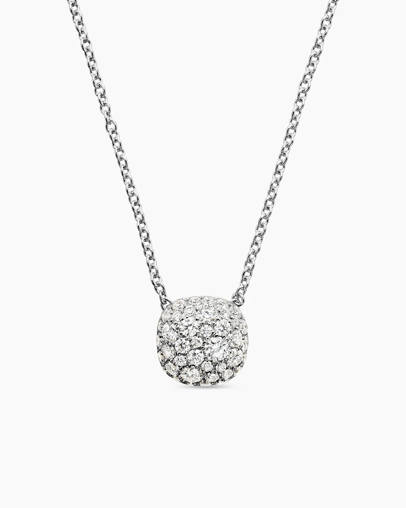 Cushion Pendant Necklace in 18K Gold with Diamonds