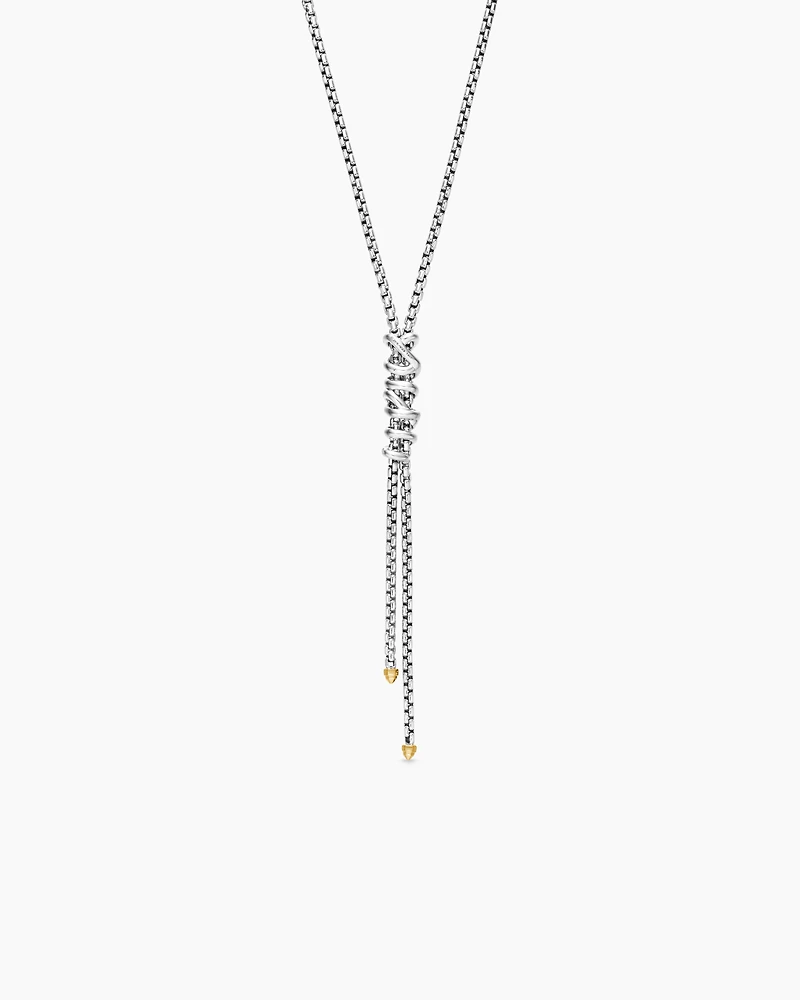 Helena Y Necklace in Sterling Silver with 18K Yellow Gold with Diamonds