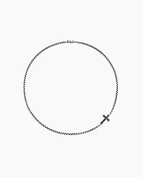 Streamline® Cross Station Necklace Sterling Silver with Black Diamonds, 3.6mm