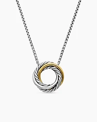 Crossover Pendant Necklace in Sterling Silver with 18K Yellow Gold, 14.5mm
