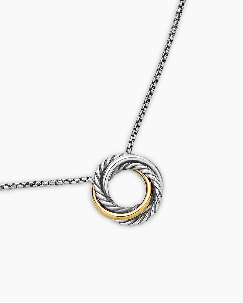 Crossover Pendant Necklace in Sterling Silver with 18K Yellow Gold, 14.5mm