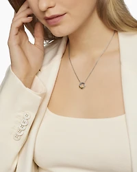 Crossover Pendant Necklace in Sterling Silver with 18K Yellow Gold, 14.5mm
