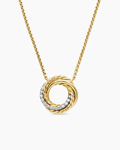 Crossover Pendant Necklace in 18K Yellow Gold with Diamonds