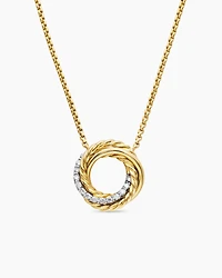 Crossover Pendant Necklace in 18K Yellow Gold with Diamonds