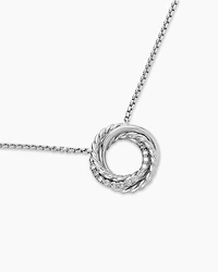 Crossover Pendant Necklace in Sterling Silver with Diamonds, 14.5mm