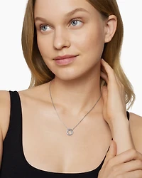 Crossover Pendant Necklace in Sterling Silver with Diamonds, 14.5mm