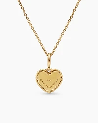 Cable Collectibles® Pavé Plate Heart Necklace in 18K Yellow Gold with Diamonds