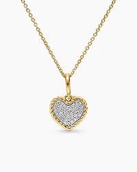 Cable Collectibles® Pavé Plate Heart Necklace in 18K Yellow Gold with Diamonds