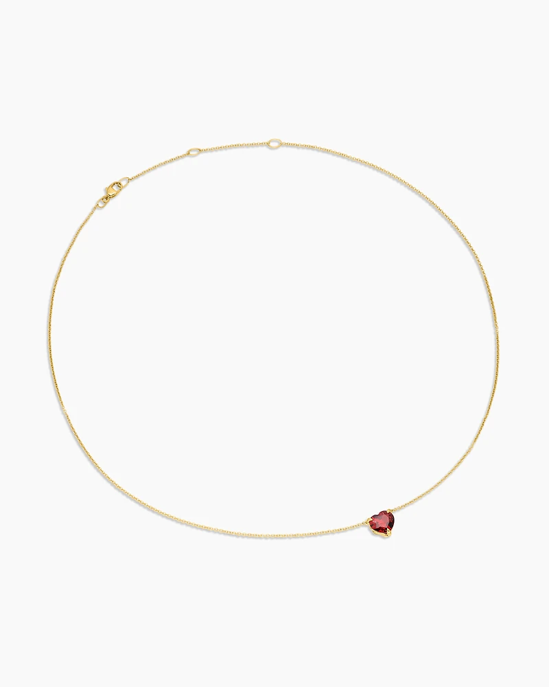 Chatelaine® Heart Pendant Necklace in 18K Yellow Gold with Garnet, 8mm