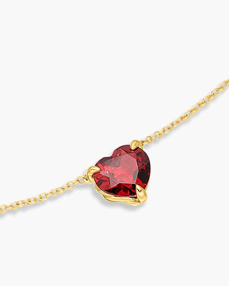 Chatelaine® Heart Pendant Necklace in 18K Yellow Gold with Garnet, 8mm