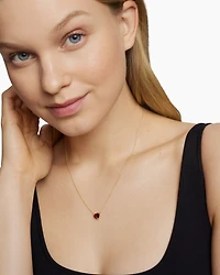 Chatelaine® Heart Pendant Necklace in 18K Yellow Gold with Garnet, 8mm