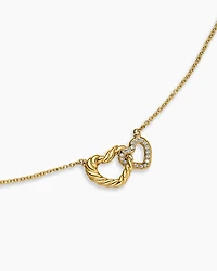 Cable Collectibles® Interlocking Heart Necklace in 18K Yellow Gold with Diamonds, 20.6mm