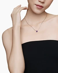Petite Chatelaine® Pendant Necklace in Sterling Silver with Amethyst and Diamonds, 9mm