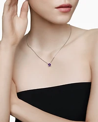 Petite Chatelaine® Pendant Necklace in Sterling Silver with Amethyst and Diamonds, 9mm