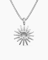 Starburst Pendant Necklace in 18K White Gold with Diamonds
