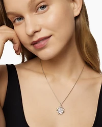 Starburst Pendant Necklace in 18K White Gold with Diamonds