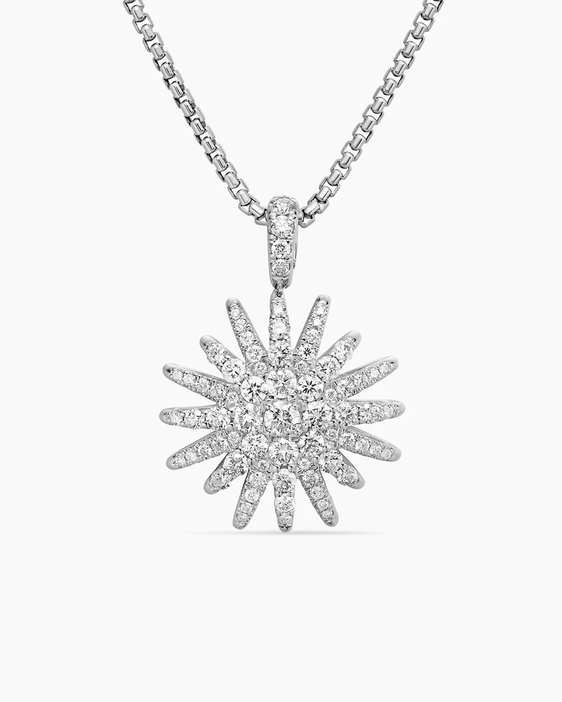 Starburst Pendant Necklace in 18K White Gold with Diamonds