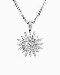 Starburst Pendant Necklace in 18K White Gold with Diamonds