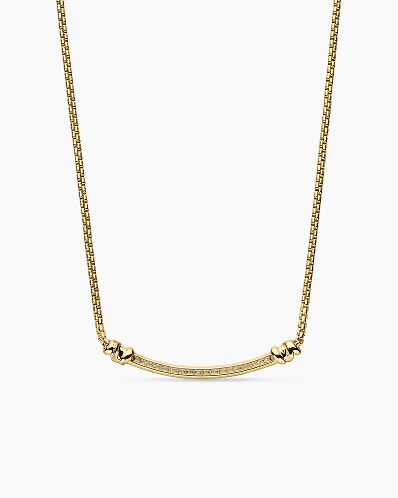 Petite Helena Wrap Station Necklace in 18K Yellow Gold with Diamonds, 29mm