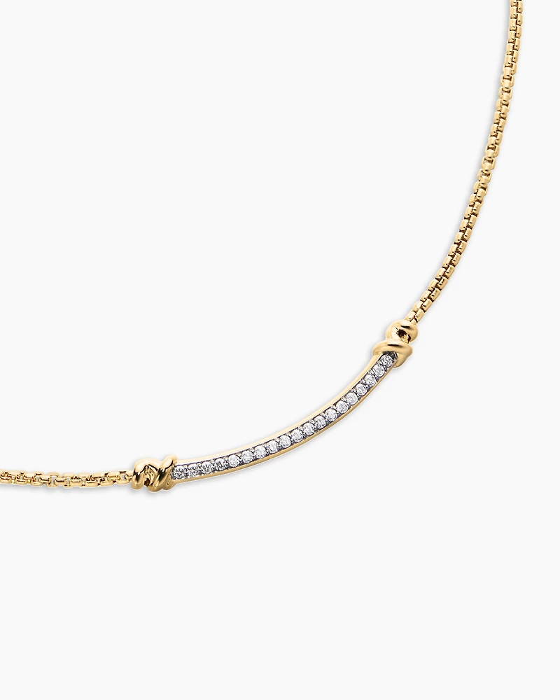 Petite Helena Wrap Station Necklace in 18K Yellow Gold with Diamonds, 29mm