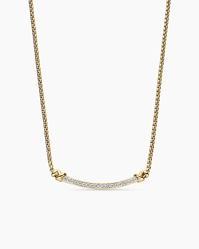 Petite Helena Wrap Station Necklace in 18K Yellow Gold with Diamonds, 29mm