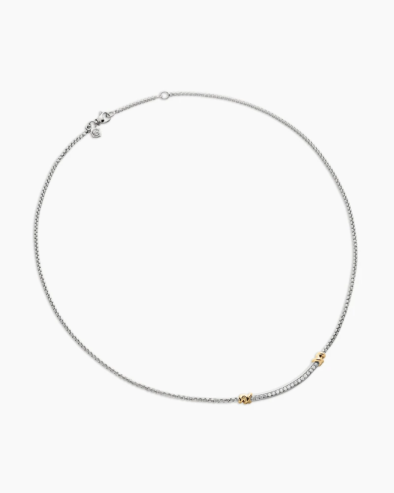 Petite Helena Wrap Station Necklace in Sterling Silver with 18K Yellow Gold and Diamonds, 29mm