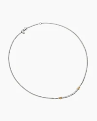 Petite Helena Wrap Station Necklace in Sterling Silver with 18K Yellow Gold and Diamonds, 29mm