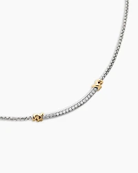 Petite Helena Wrap Station Necklace in Sterling Silver with 18K Yellow Gold and Diamonds, 29mm